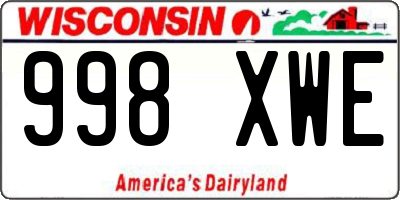 WI license plate 998XWE