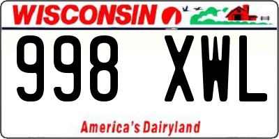 WI license plate 998XWL