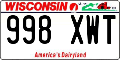 WI license plate 998XWT