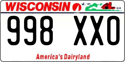 WI license plate 998XXO