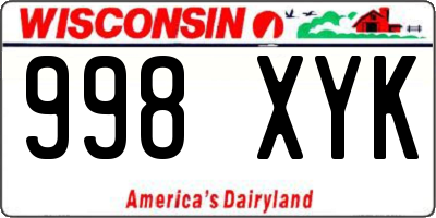 WI license plate 998XYK