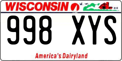 WI license plate 998XYS
