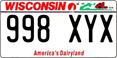 WI license plate 998XYX