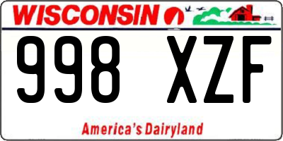WI license plate 998XZF