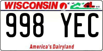 WI license plate 998YEC