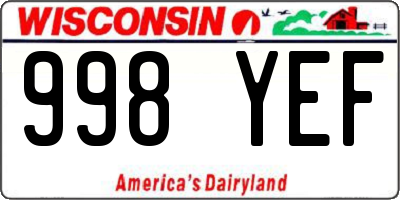 WI license plate 998YEF