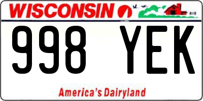 WI license plate 998YEK