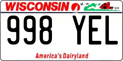 WI license plate 998YEL