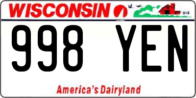WI license plate 998YEN