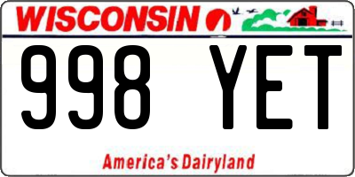 WI license plate 998YET