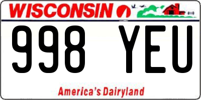WI license plate 998YEU