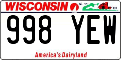 WI license plate 998YEW
