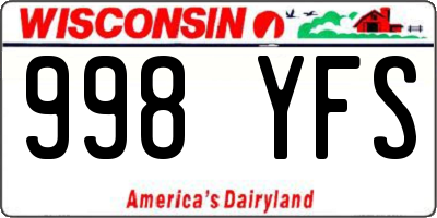 WI license plate 998YFS
