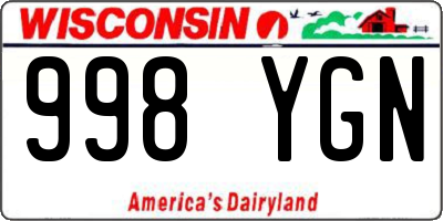 WI license plate 998YGN