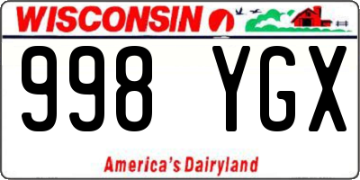 WI license plate 998YGX