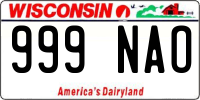 WI license plate 999NAO