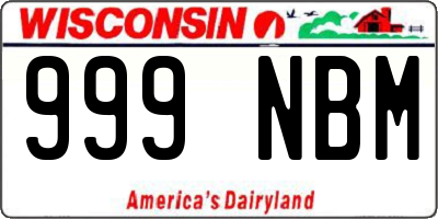 WI license plate 999NBM