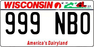 WI license plate 999NBO