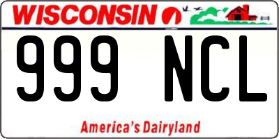 WI license plate 999NCL