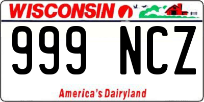 WI license plate 999NCZ
