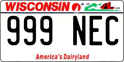 WI license plate 999NEC