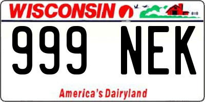 WI license plate 999NEK