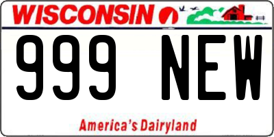 WI license plate 999NEW