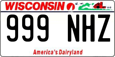 WI license plate 999NHZ