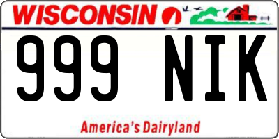 WI license plate 999NIK