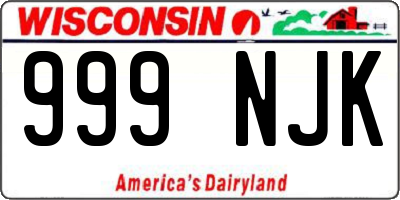 WI license plate 999NJK