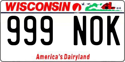 WI license plate 999NOK