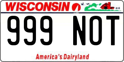 WI license plate 999NOT