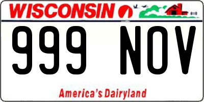 WI license plate 999NOV