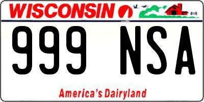 WI license plate 999NSA