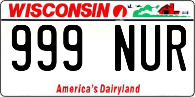 WI license plate 999NUR