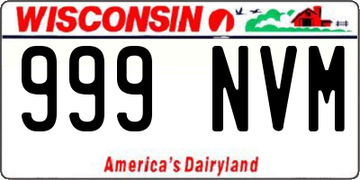WI license plate 999NVM