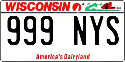 WI license plate 999NYS