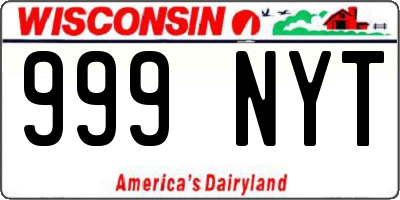 WI license plate 999NYT
