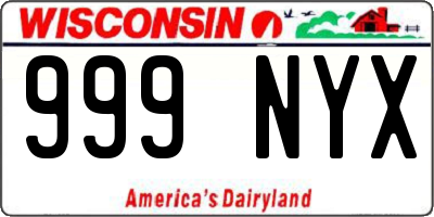 WI license plate 999NYX