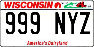 WI license plate 999NYZ