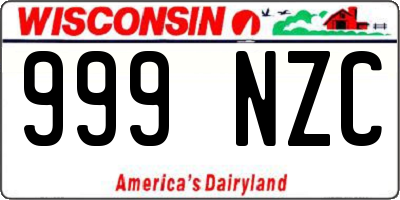WI license plate 999NZC