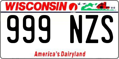 WI license plate 999NZS