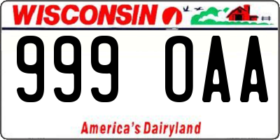 WI license plate 999OAA