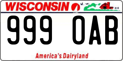 WI license plate 999OAB