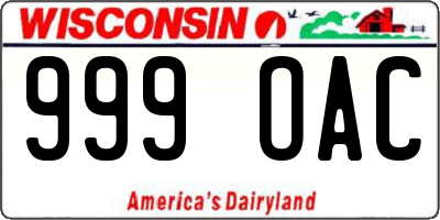 WI license plate 999OAC