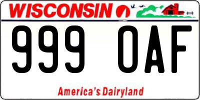 WI license plate 999OAF