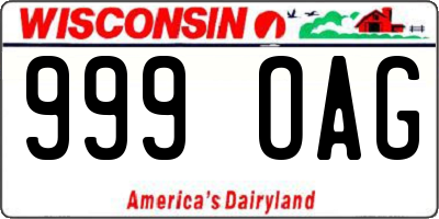 WI license plate 999OAG