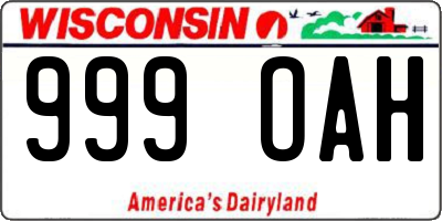 WI license plate 999OAH