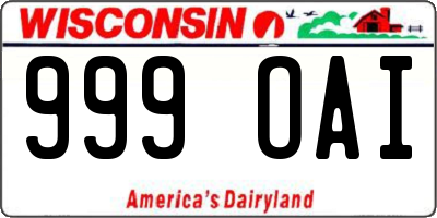 WI license plate 999OAI