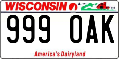 WI license plate 999OAK
